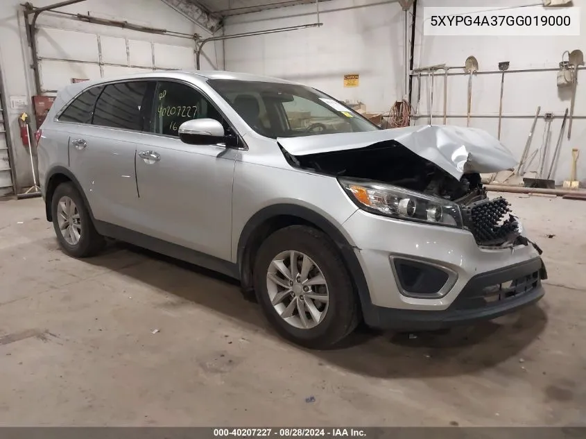 2016 Kia Sorento 2.4L L VIN: 5XYPG4A37GG019000 Lot: 40207227