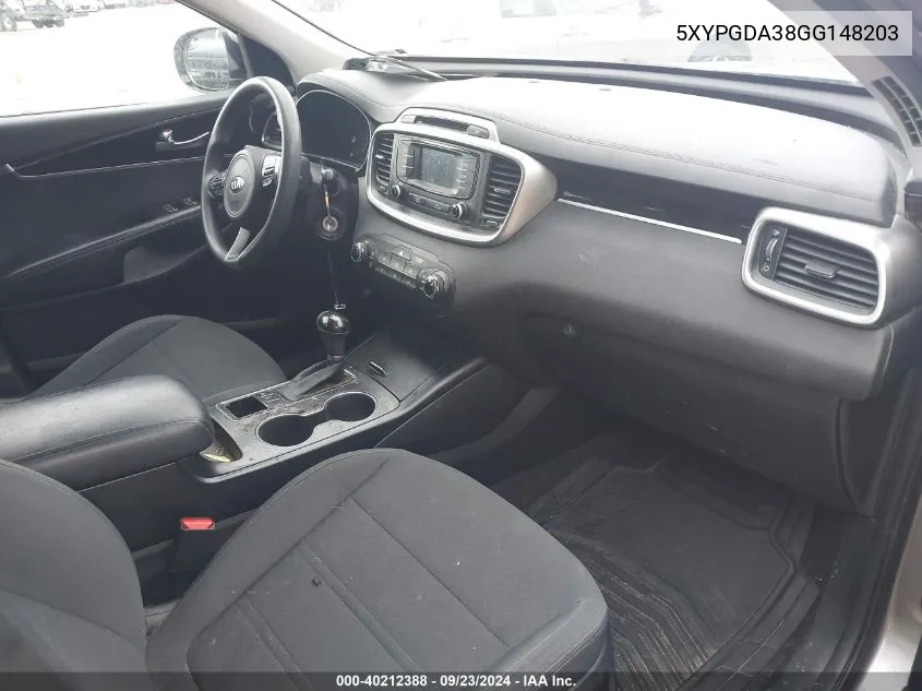 5XYPGDA38GG148203 2016 Kia Sorento 2.4L Lx