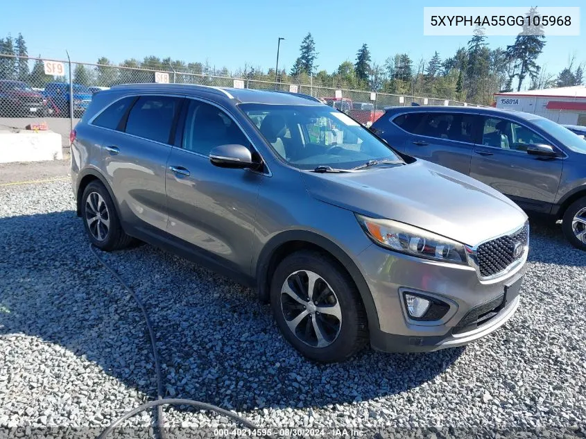 2016 Kia Sorento 3.3L Ex VIN: 5XYPH4A55GG105968 Lot: 40214595