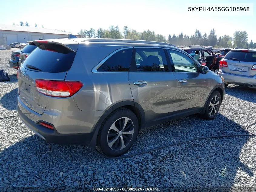 2016 Kia Sorento 3.3L Ex VIN: 5XYPH4A55GG105968 Lot: 40214595