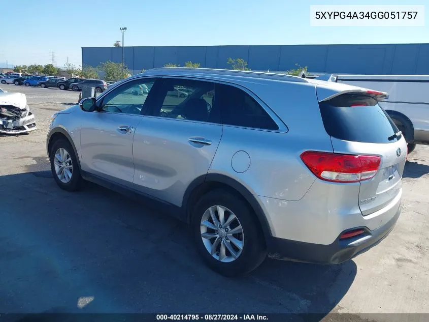 5XYPG4A34GG051757 2016 Kia Sorento 2.4L Lx