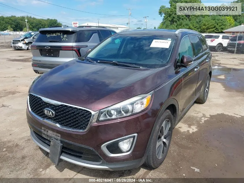 2016 Kia Sorento 2.0T Ex VIN: 5XYPH4A13GG039921 Lot: 40216041