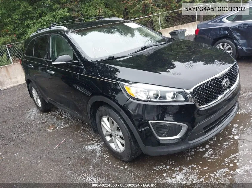 2016 Kia Sorento 3.3L Lx VIN: 5XYPG4A51GG039132 Lot: 40224050