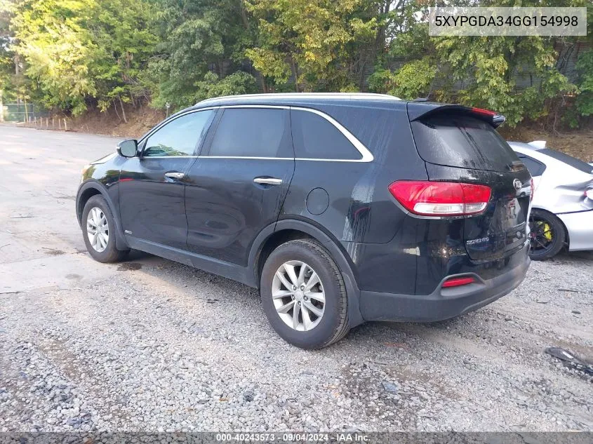 2016 Kia Sorento Lx/L VIN: 5XYPGDA34GG154998 Lot: 40243573