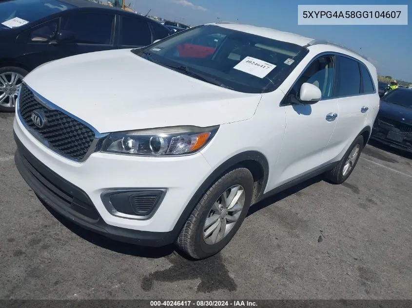 2016 Kia Sorento 3.3L Lx VIN: 5XYPG4A58GG104607 Lot: 40246417