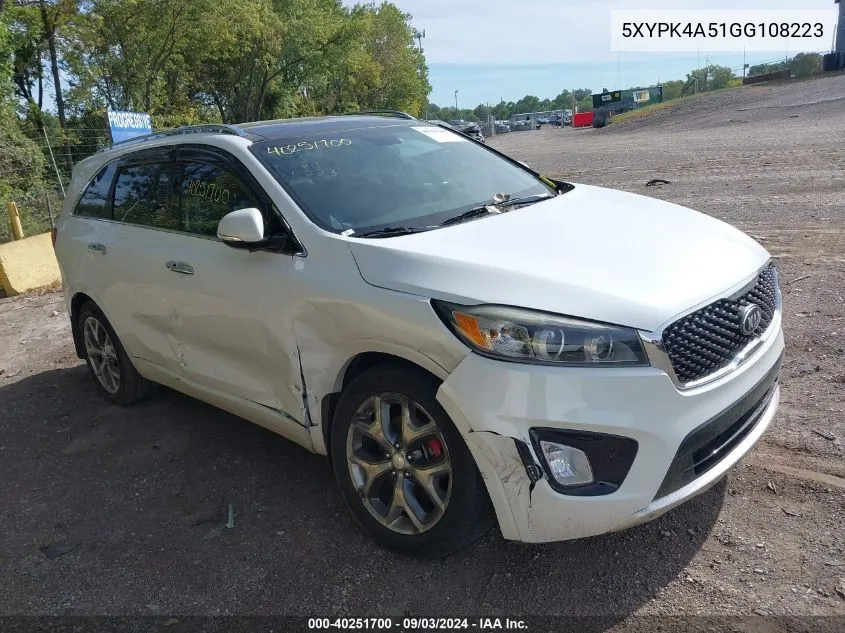 5XYPK4A51GG108223 2016 Kia Sorento 3.3L Sx