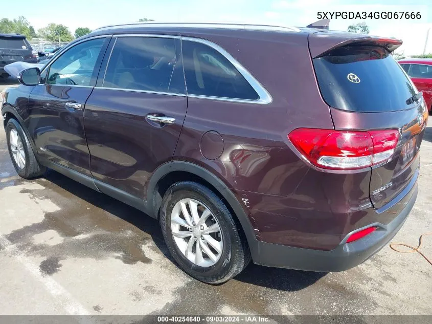 5XYPGDA34GG067666 2016 Kia Sorento 2.4L Lx