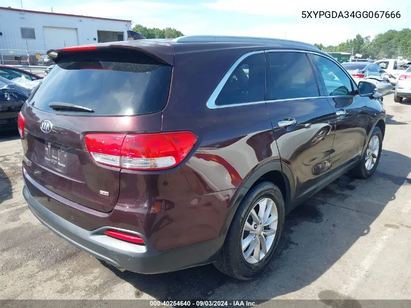 5XYPGDA34GG067666 2016 Kia Sorento 2.4L Lx