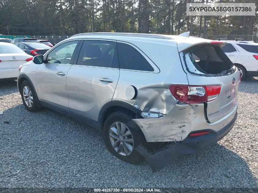 5XYPGDA58GG157386 2016 Kia Sorento 3.3L Lx