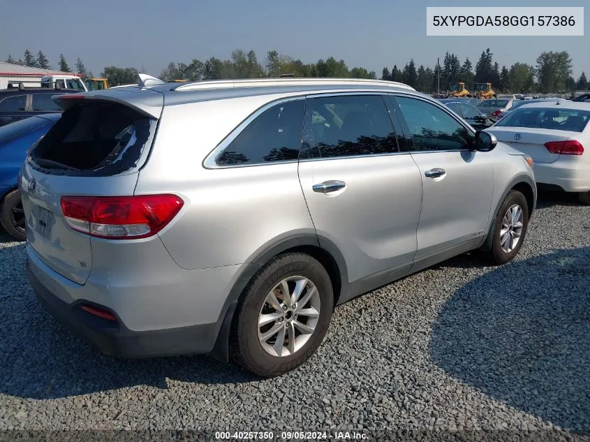 5XYPGDA58GG157386 2016 Kia Sorento 3.3L Lx