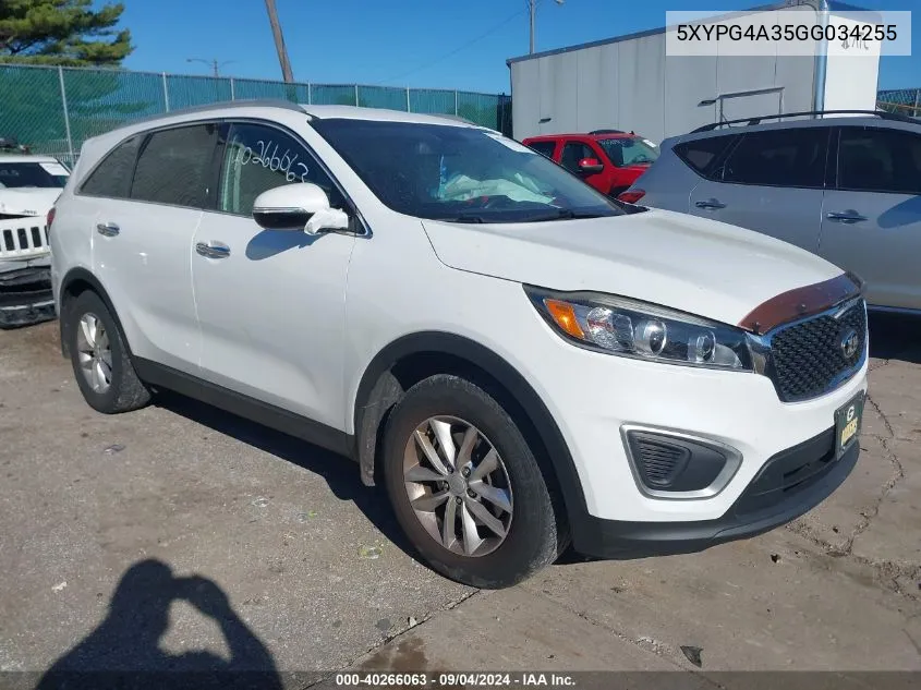 2016 Kia Sorento Lx/L VIN: 5XYPG4A35GG034255 Lot: 40266063