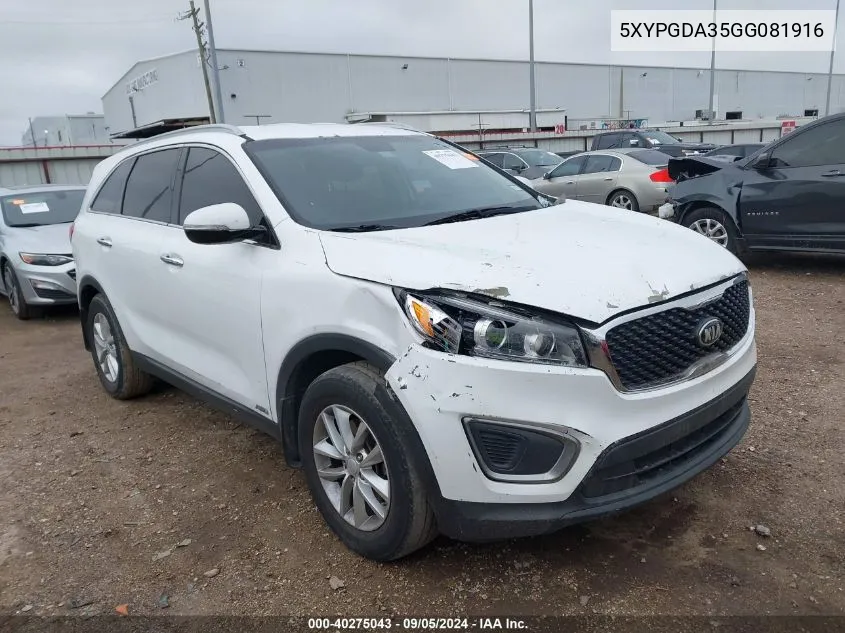 5XYPGDA35GG081916 2016 Kia Sorento Lx/L