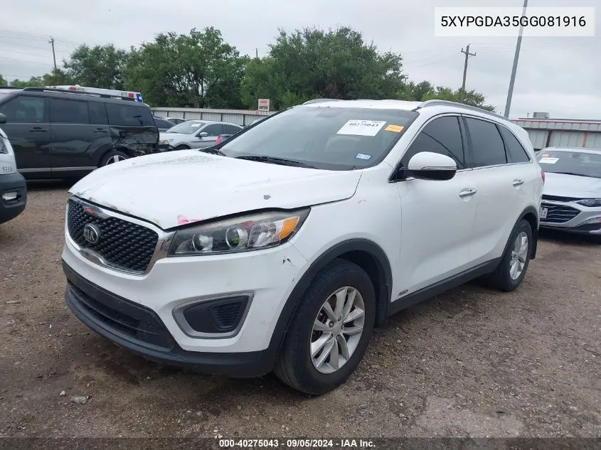 5XYPGDA35GG081916 2016 Kia Sorento Lx/L