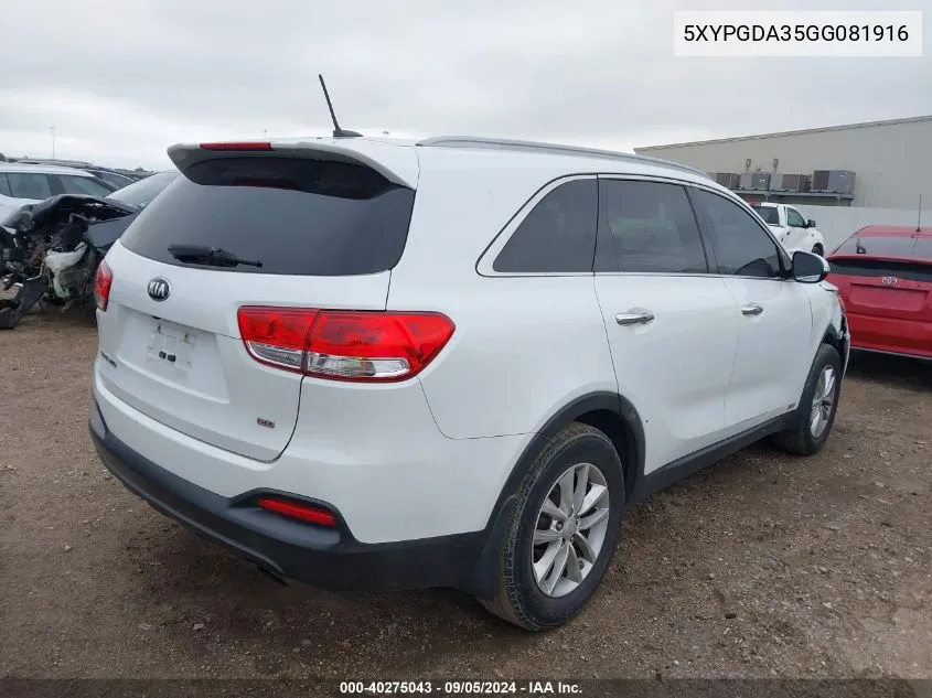 5XYPGDA35GG081916 2016 Kia Sorento Lx/L