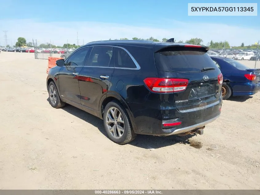 2016 Kia Sorento Sx/Sx Limited VIN: 5XYPKDA57GG113345 Lot: 40286663