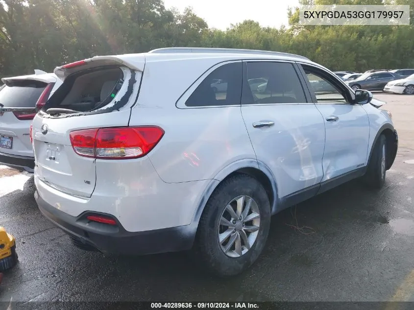 5XYPGDA53GG179957 2016 Kia Sorento 3.3L Lx