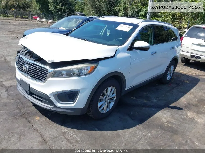 5XYPGDA58GG014356 2016 Kia Sorento 3.3L Lx