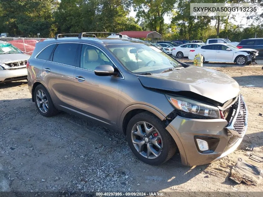 5XYPKDA50GG113235 2016 Kia Sorento 3.3L Sx