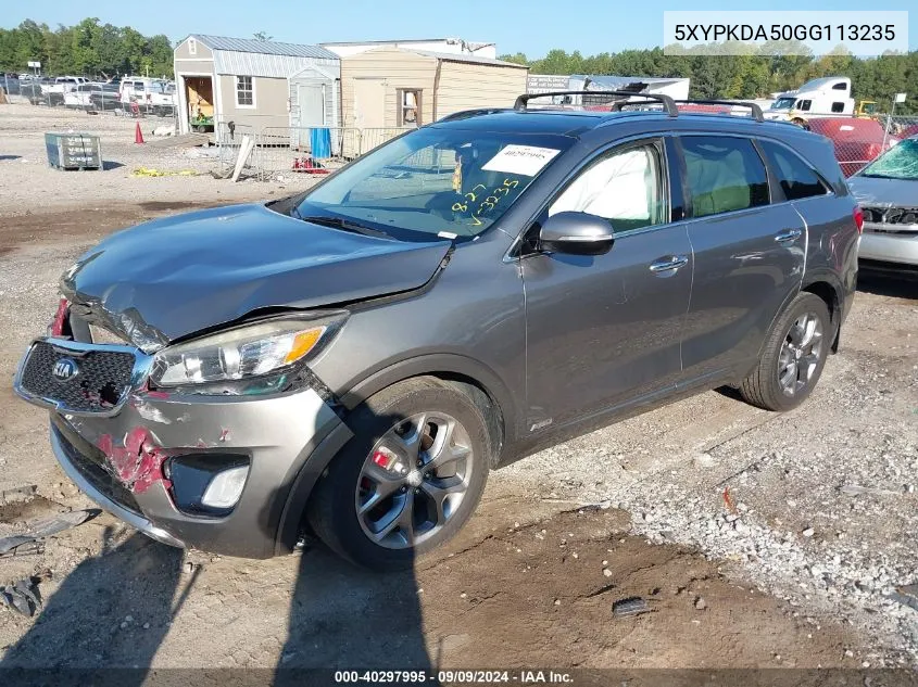 5XYPKDA50GG113235 2016 Kia Sorento 3.3L Sx