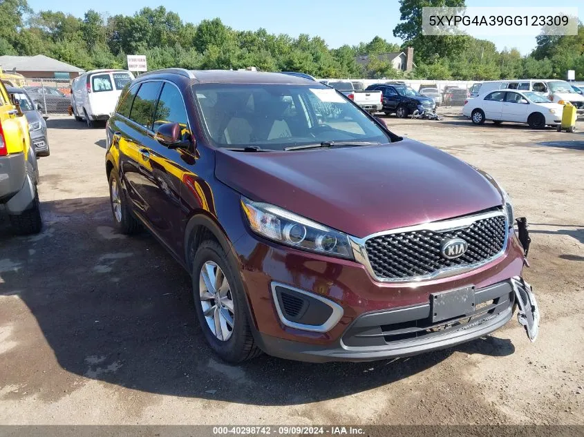 2016 Kia Sorento 2.4L Lx VIN: 5XYPG4A39GG123309 Lot: 40298742