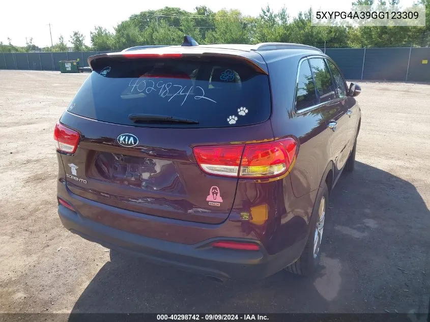 5XYPG4A39GG123309 2016 Kia Sorento 2.4L Lx