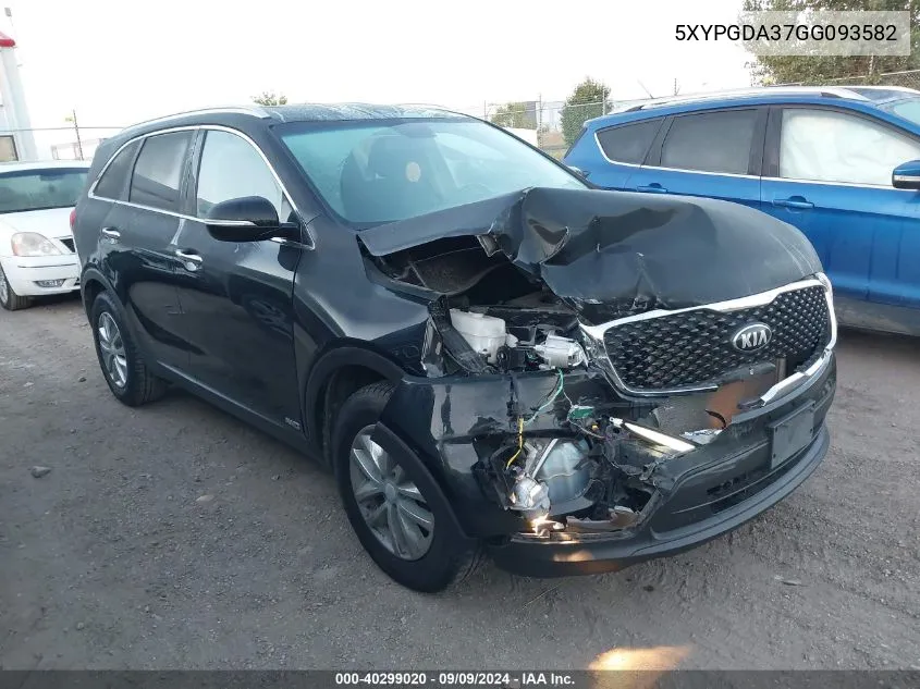 5XYPGDA37GG093582 2016 Kia Sorento 2.4L Lx