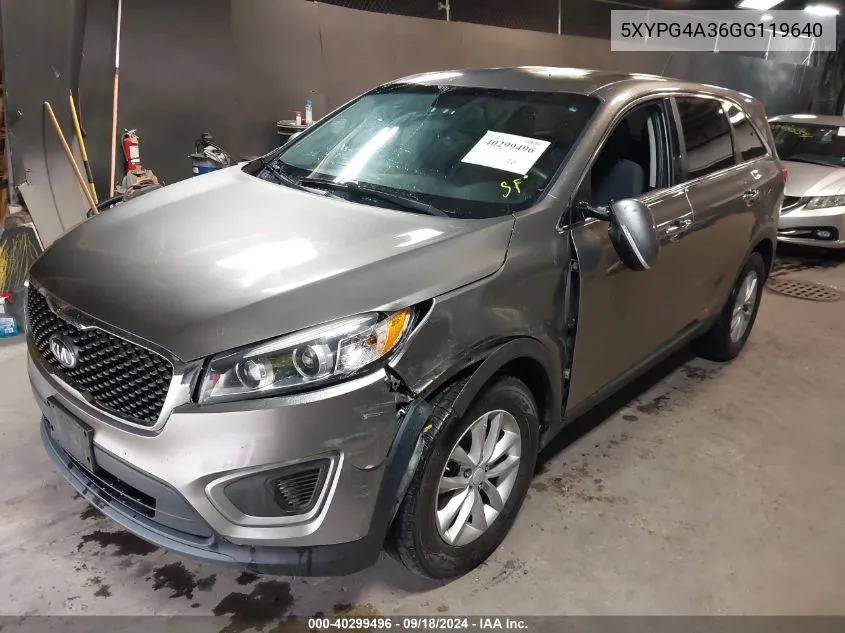 2016 Kia Sorento 2.4L L VIN: 5XYPG4A36GG119640 Lot: 40299496