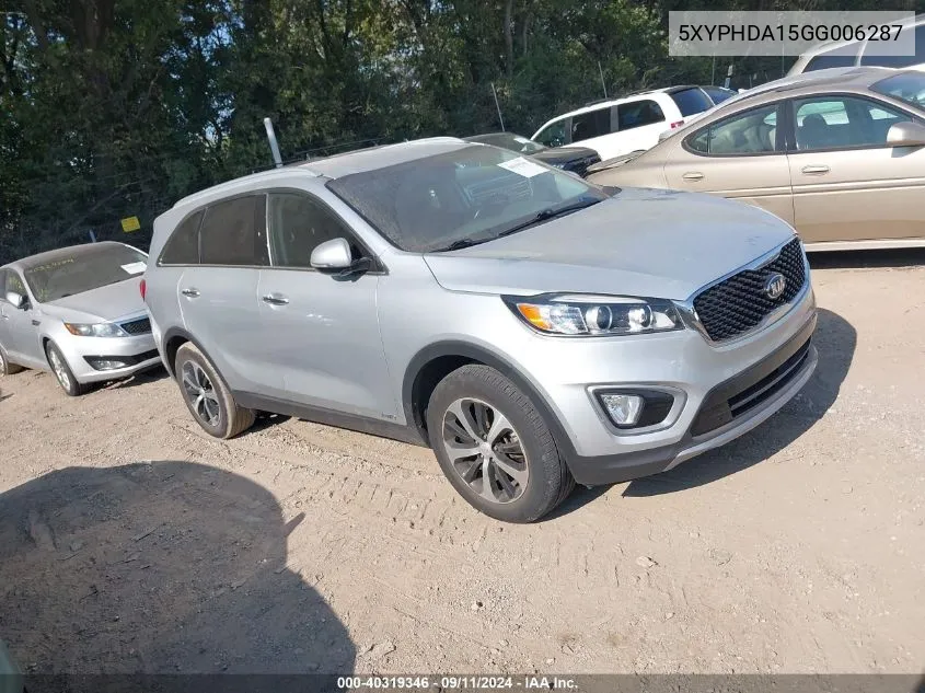 5XYPHDA15GG006287 2016 Kia Sorento 2.0T Ex