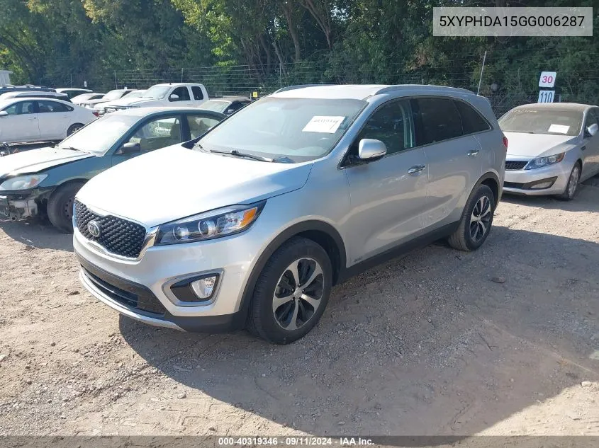 5XYPHDA15GG006287 2016 Kia Sorento 2.0T Ex