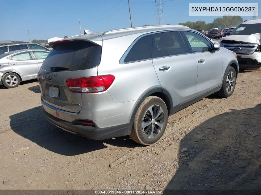 2016 Kia Sorento 2.0T Ex VIN: 5XYPHDA15GG006287 Lot: 40319346