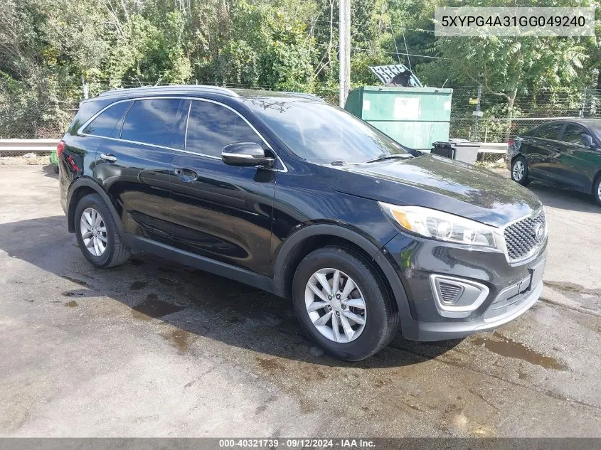 5XYPG4A31GG049240 2016 Kia Sorento 2.4L Lx