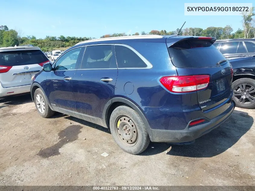 5XYPGDA59GG180272 2016 Kia Sorento 3.3L Lx