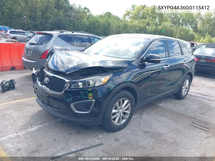 5XYPG4A36GG115412 2016 Kia Sorento 2.4L L