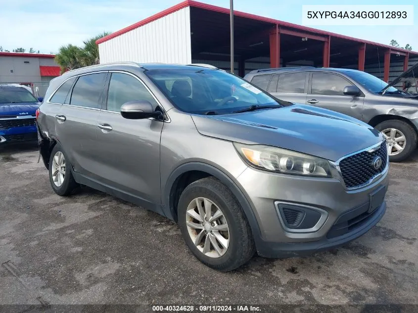 2016 Kia Sorento Lx/L VIN: 5XYPG4A34GG012893 Lot: 40324628