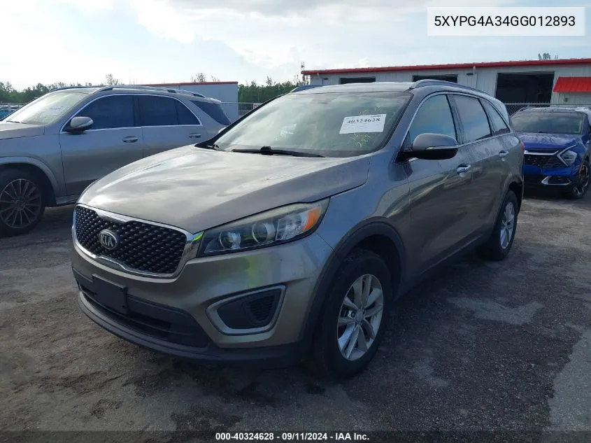 2016 Kia Sorento Lx/L VIN: 5XYPG4A34GG012893 Lot: 40324628