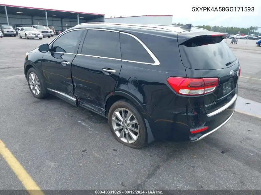 5XYPK4A58GG171593 2016 Kia Sorento 3.3L Sxl