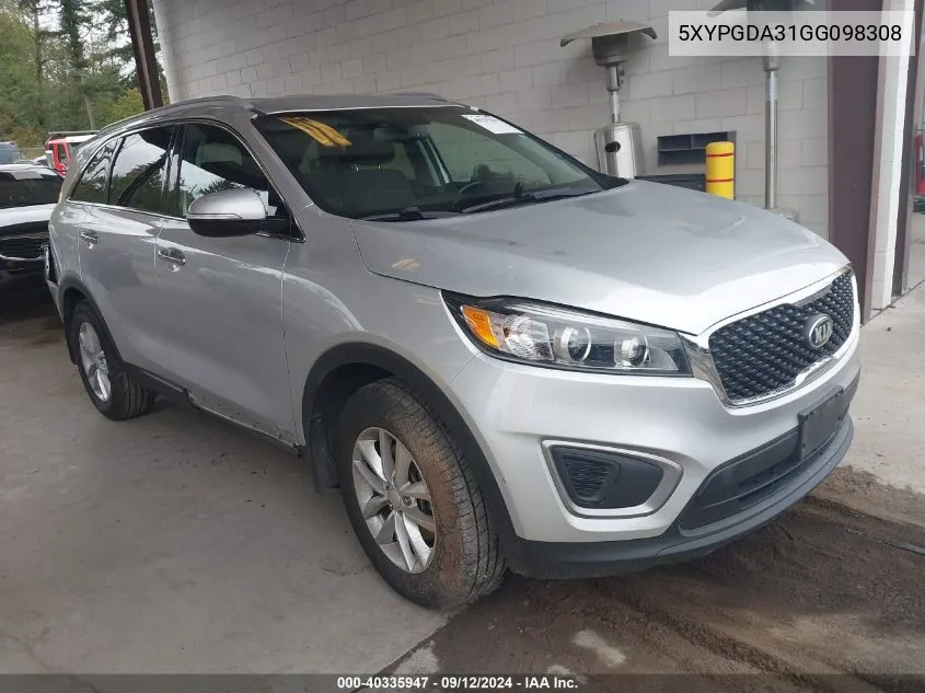 2016 Kia Sorento Lx/L VIN: 5XYPGDA31GG098308 Lot: 40335947