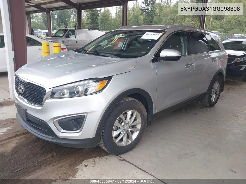 2016 Kia Sorento Lx/L VIN: 5XYPGDA31GG098308 Lot: 40335947