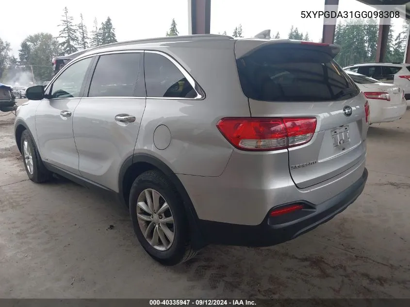 5XYPGDA31GG098308 2016 Kia Sorento Lx/L