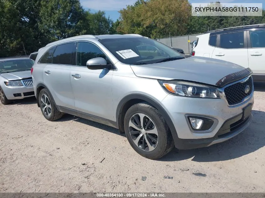 2016 Kia Sorento 3.3L Ex VIN: 5XYPH4A58GG111750 Lot: 40354180