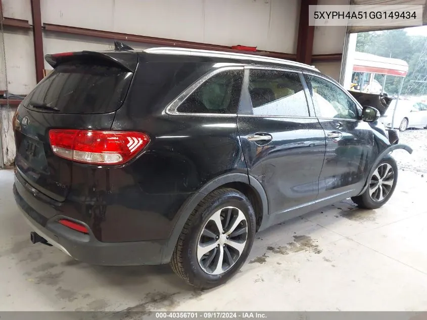 5XYPH4A51GG149434 2016 Kia Sorento Ex