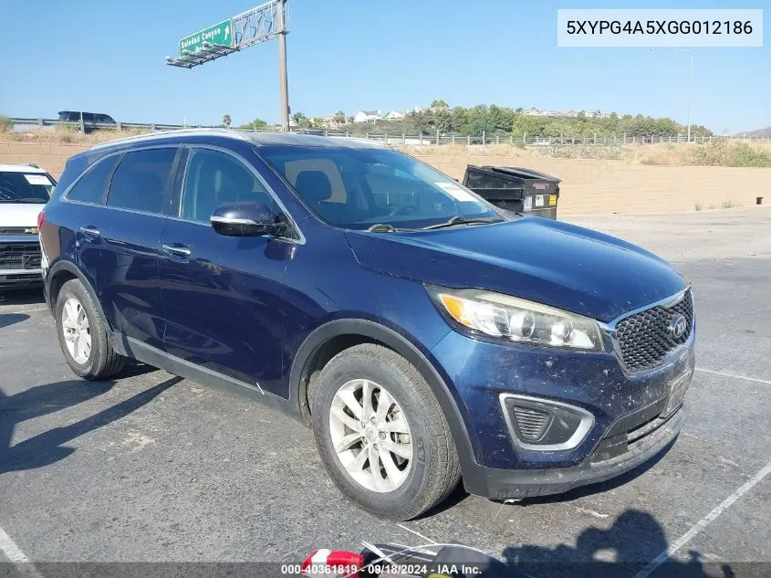 2016 Kia Sorento 3.3L Lx VIN: 5XYPG4A5XGG012186 Lot: 40361819