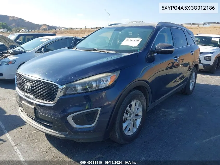 2016 Kia Sorento 3.3L Lx VIN: 5XYPG4A5XGG012186 Lot: 40361819