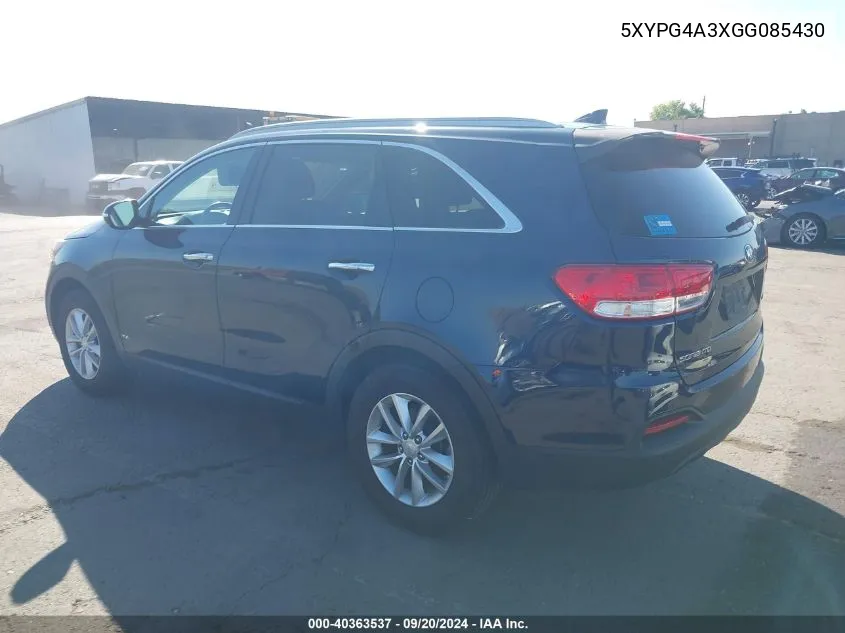 2016 Kia Sorento 2.4L L/2.4L Lx VIN: 5XYPG4A3XGG085430 Lot: 40363537