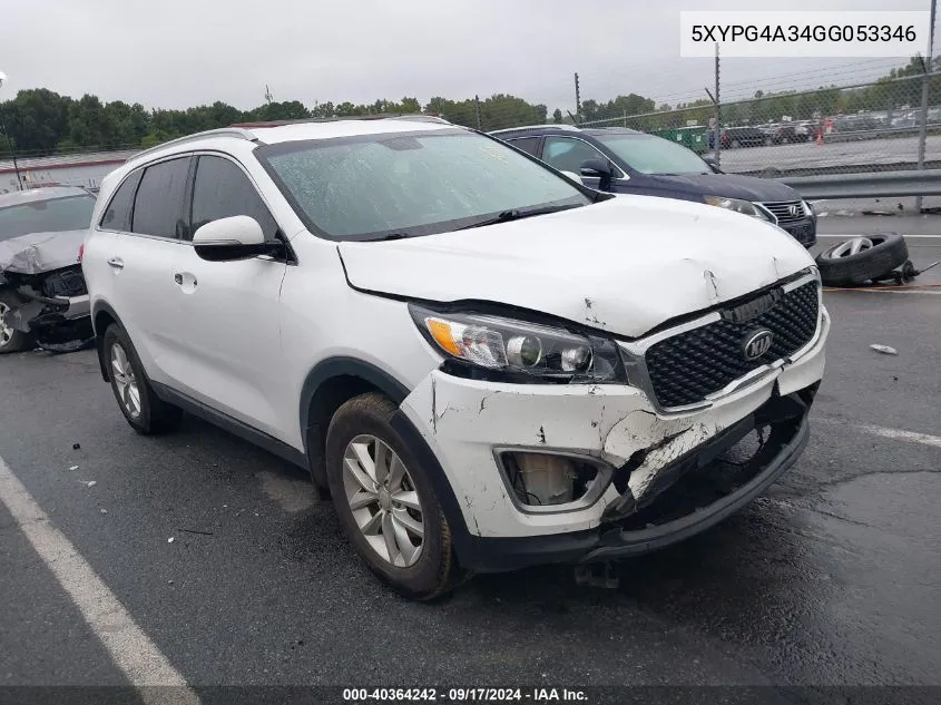 5XYPG4A34GG053346 2016 Kia Sorento Lx/L