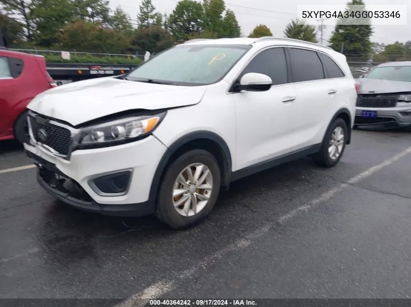 2016 Kia Sorento Lx/L VIN: 5XYPG4A34GG053346 Lot: 40364242