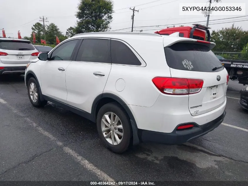 2016 Kia Sorento Lx/L VIN: 5XYPG4A34GG053346 Lot: 40364242