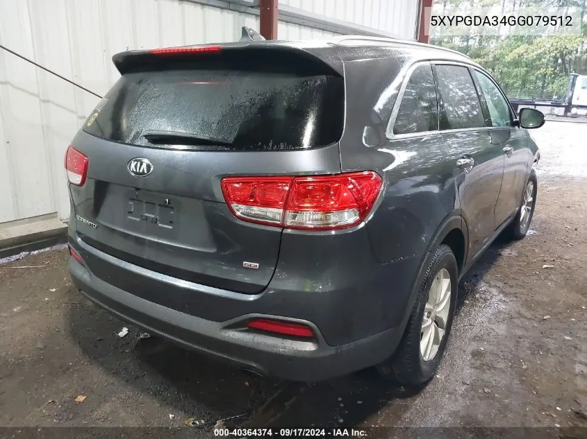 2016 Kia Sorento Lx/L VIN: 5XYPGDA34GG079512 Lot: 40364374