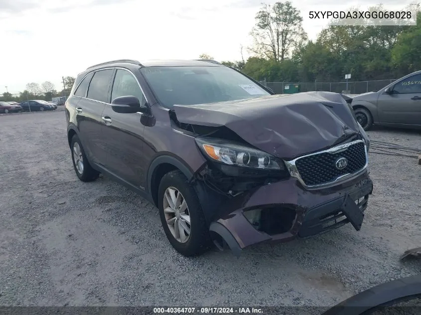 2016 Kia Sorento Lx/L VIN: 5XYPGDA3XGG068028 Lot: 40364707