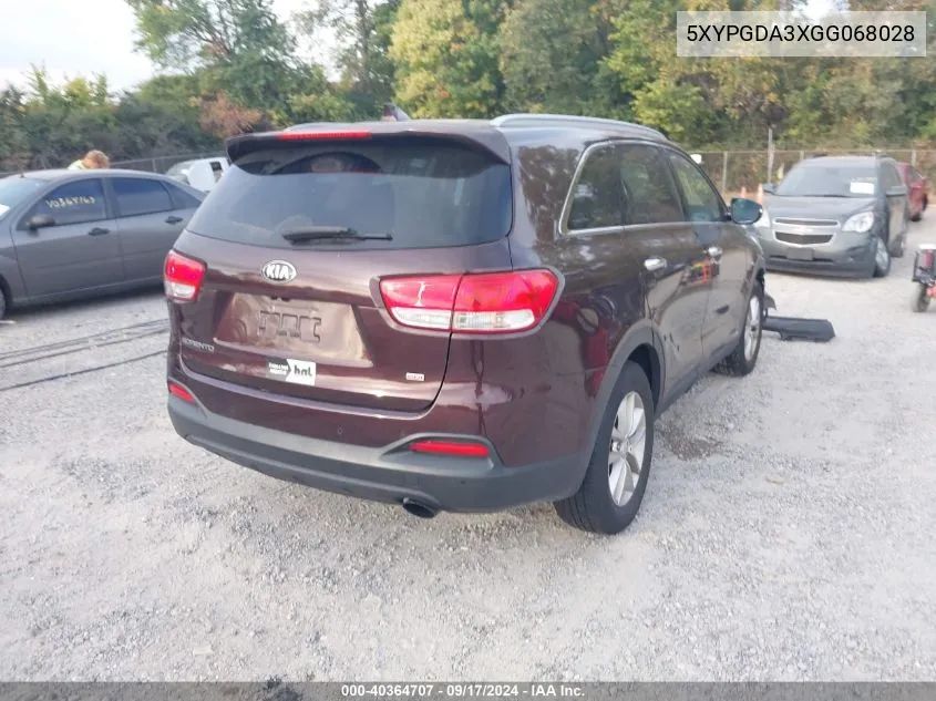 2016 Kia Sorento Lx/L VIN: 5XYPGDA3XGG068028 Lot: 40364707